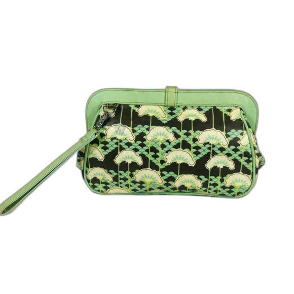 Petunia Pickle Bottom Diaper Bag Clutch Wristlet Green Fans Changing Pad - Picture 1 of 12